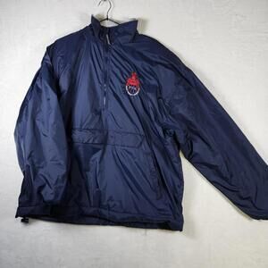 Charles River Windbreaker XL Navy PTA Embroidered Pullover Jacket Half Zip Lined